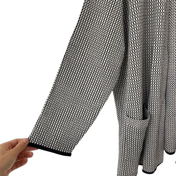Talbots 3X Houndstooth Knit Cardigan Open Front Pockets Cozy Casual Minimalist - Picture 7 of 14